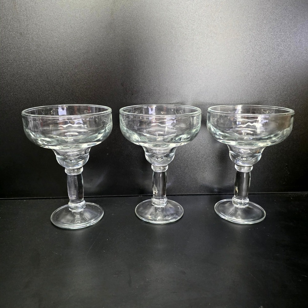 Cost Plus World Market Margarita Glasses Set of 3 Clear Glass Stemmed Barware